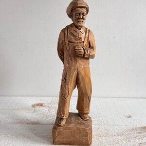 Large Folk Art Carved Fisherman